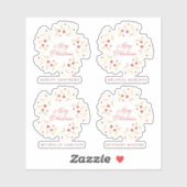 Handwritten Merry Christmas Holly Branches Wreath Aufkleber (Blatt)