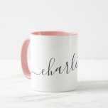 Handwritten Minimalist Script Personalized Name  Tasse<br><div class="desc">This design features a handwritten script name in soft black lettering on a clean white background with a pale pink interior. The minimal layout feels timeless and personal,  making it an easy everyday favorite. A simple personalized design that works beautifully for gifting or daily use.</div>