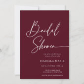 Handwritten Modern MInimal Burgundy Bridal Shower Einladung (Vorderseite)