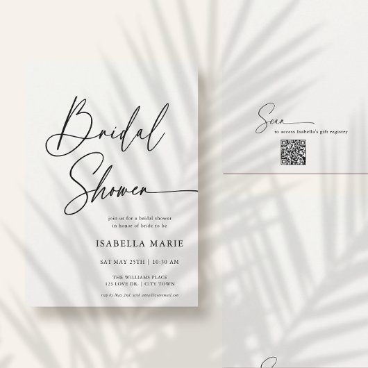 Handwritten Modern MInimal Script Bridal Shower Einladung