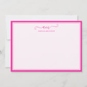 Handwritten Monogram Vibrant Pink Mitteilungskarte (Vorderseite)