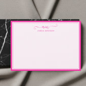 Handwritten Monogram Vibrant Pink Mitteilungskarte