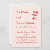 Handwritten Playful Cocktails Holiday Red Pink Einladung (Vorderseite)