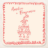 Handwritten  retro Champagne Tower Wedding  Rechteckiger Pappuntersetzer (Vorderseite)