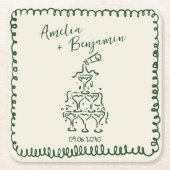 Handwritten  retro Champagne Tower Wedding  Rechteckiger Pappuntersetzer (Vorderseite)