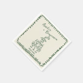 Handwritten retro Champagne Tower Wedding Serviette (Ecke)