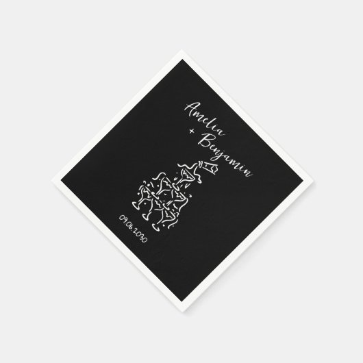 Handwritten retro Champagne Tower Wedding Serviette (Ecke)