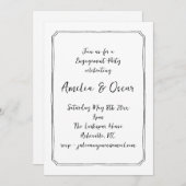 Handwritten Script Black White Engagement Party Einladung (Vorne/Hinten)