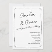 Handwritten Script Doodle Frame Wedding White Einladung (Vorderseite)