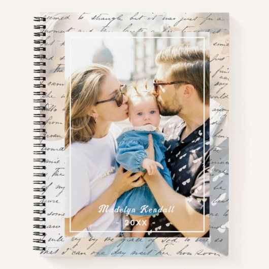Handwritten Script Family Photo Personalized Notizblock (Vorderseite)