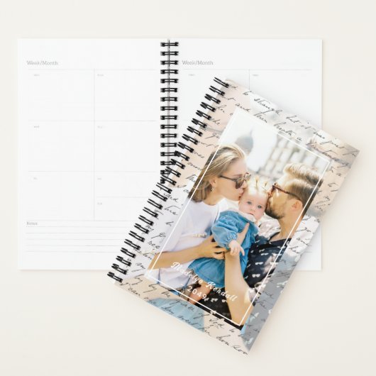 Handwritten Script Family Photo Personalized Planer (Anzeige)