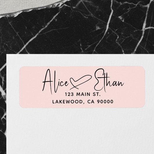 Handwritten Script Heart Modern Blush Pink