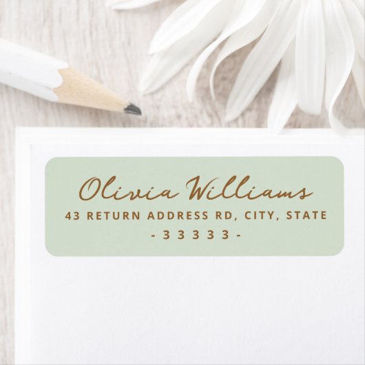 Handwritten script light sage green return address (Insitu)
