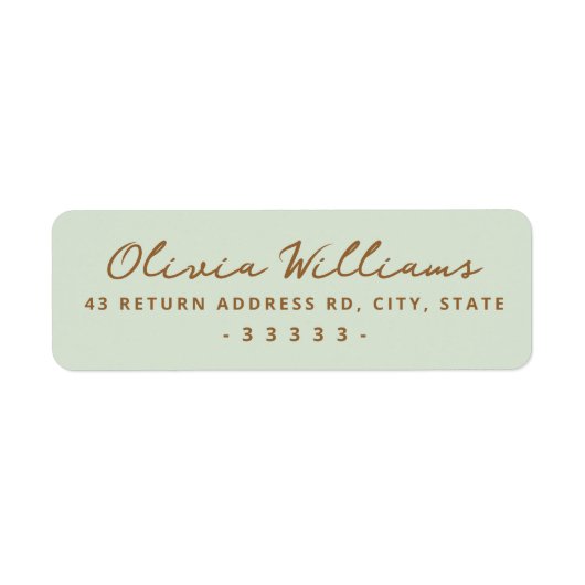 Handwritten script light sage green return address (Vorne)