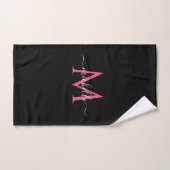 Handwritten Script Name Black and Pink Monogram Handtuch (Handtuch)