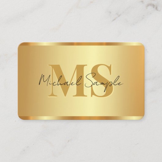 Handwritten Script Name QR Code Luxurious Gold Visitenkarte (Vorderseite)