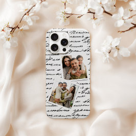 Handwritten Script Personalized 2 Photo Layout iPhone 15 Pro Hülle