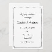 Handwritten Script Whimsical Quirky Frame Wedding Einladung (Vorne/Hinten)