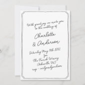 Handwritten Script Whimsy Quirky Frame Wedding Einladung (Vorderseite)