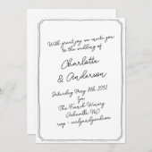Handwritten Script Whimsy Quirky Frame Wedding Einladung (Vorne/Hinten)