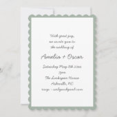 Handwritten Script Whimsy Sage Green Wedding Einladung (Vorderseite)
