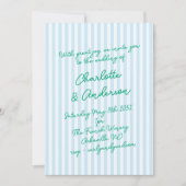 Handwritten Script Whimsy Stripes Quirky Wedding Einladung (Vorderseite)