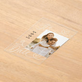 Handwritten Simple Heart It's A Date Photo Wedding Acryleinladungen (Ablage )