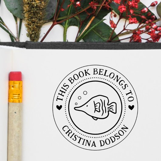Handwritten Simple Tropical Fish Custom Book Gummistempel