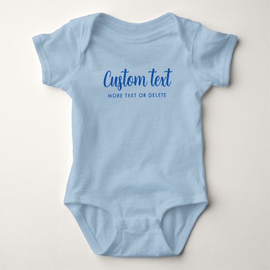 Handwritten Text Name Template One-Pieces Blue Boy Baby Strampler (Vorderseite)
