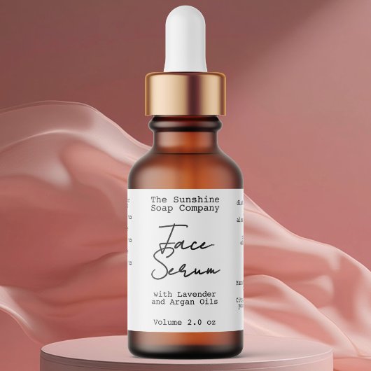 Handwritten Typed Look White Dropper Bottle Label Adressaufkleber