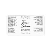 Handwritten Typed Look White Dropper Bottle Label Adressaufkleber (Vorne)