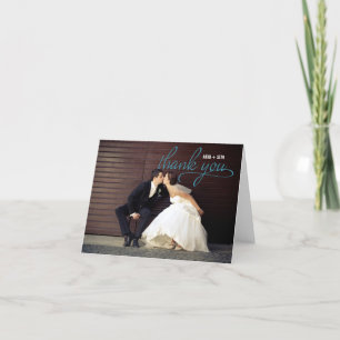 HANDWRITTEN Wedding Thank You Foto Card - Blue Dankeskarte