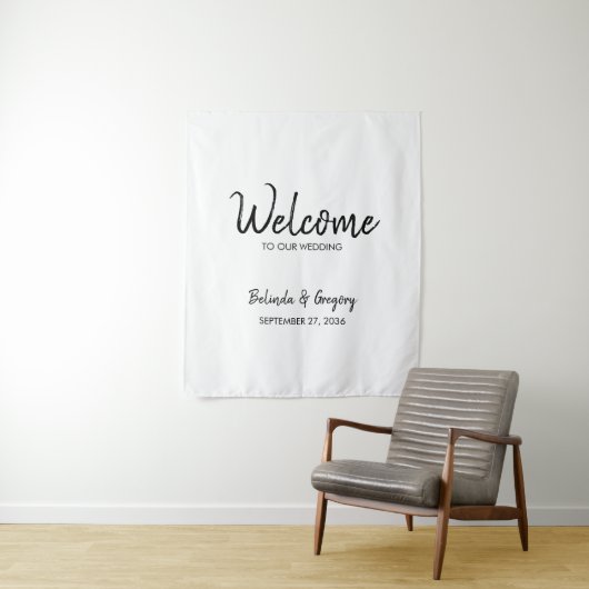 Handwritten Welcome To Our Wedding Fabric Sign Wandteppich (Beispiel)
