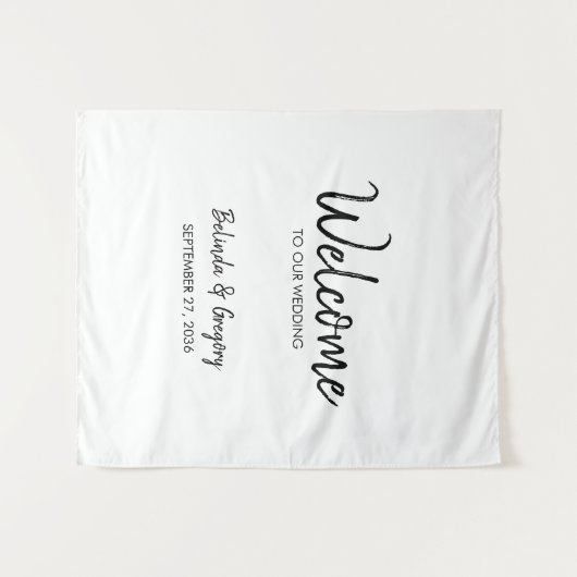 Handwritten Welcome To Our Wedding Fabric Sign Wandteppich (Vorderseite (Horizontal))