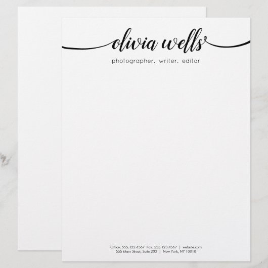 Handwrittren Calligraphy Script Typografie Briefkopf (Vorne/Hinten)