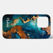 Handy, Blue Resin, Dunkles Burl Wood Case-Mate iPhone Hülle (Rückseite (Horizontal))