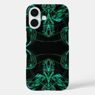 Handy-Case für das grüne und schwarze Fraktal iPhone 16 Hülle