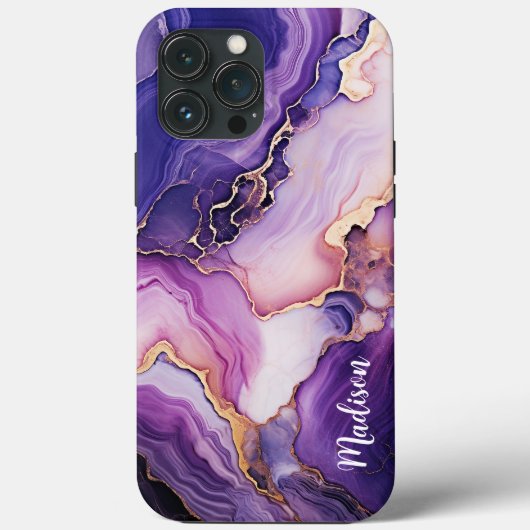 Handy-Case, Lila-Gold-Marmor, personalisieren Case-Mate iPhone Hülle (Rückseite)