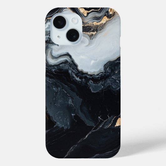 Handy-Case mit Gold aus schwarzem und weißem Marmo Case-Mate iPhone Hülle (Rückseite)