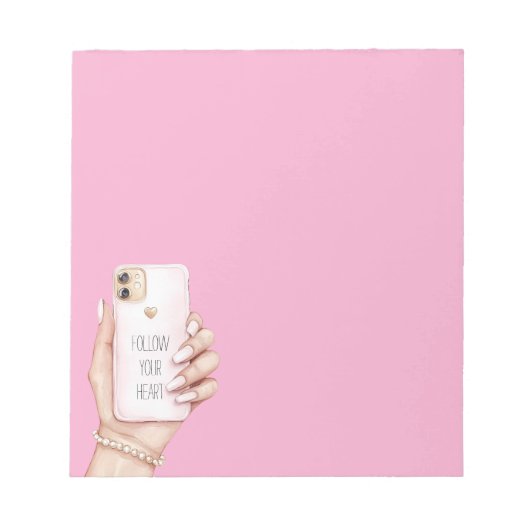 Handy chic girly rosa Nägel Notizblock (Vorderseite)