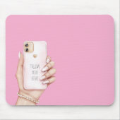 Handy chic Mädchen rosa Nägel Mousepad (Vorne)