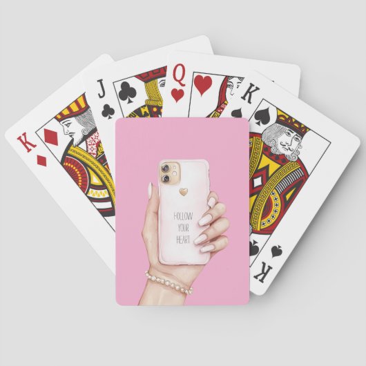 Handy chic Mädchen rosa Nägel Spielkarten (Rückseite)