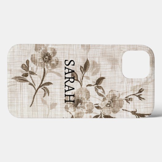 Handy-Fall mit braunem Blumendesign Case-Mate iPhone Hülle (Rückseite (Horizontal))