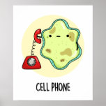 Handy Funny Biology Science Puff Poster<br><div class="desc">Handy Funny Biology Science Pun verfügt über eine niedliche Single-Zelle mit einem Vintagen Handy. Niedliche Pun Geschenk für Familie und Freunde,  die Liebe Biologie,  Handy Punts.</div>