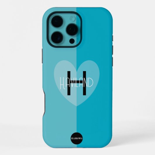 Handy-Gehäuse mit Herz und MonogrammHAMbWG iPhone Hülle (Rückseite)