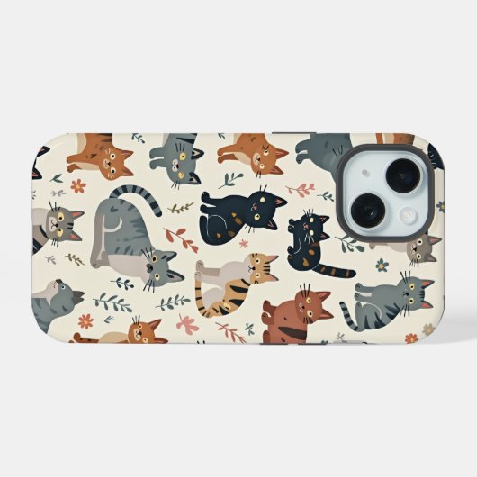 Handy-Gehäuse mit Katzenillustrierung iPhone 15 Hülle (Rückseite (Horizontal))