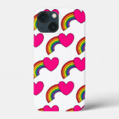 Handy-Gehäuse mit Regenbogen und heißen rosa Herze Case-Mate iPhone Hülle (Rückseite)