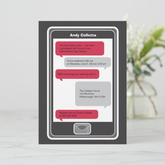 Handy Gesimst Abschluss Einladung (Stehend Vorderseite)
