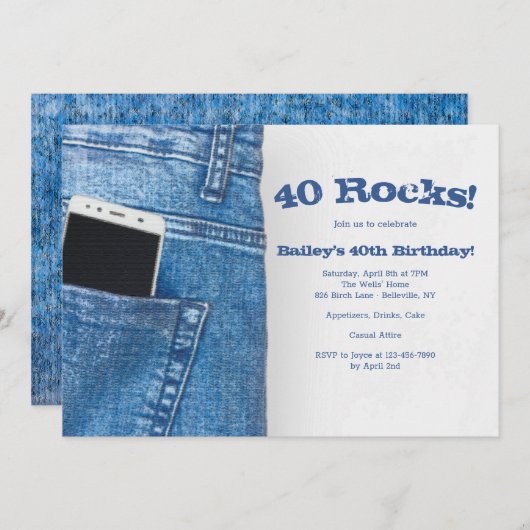 Handy im hinteren Taschen-Geburtstag Einladung (Vorne/Hinten)