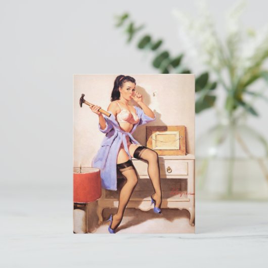 Handy Man Button Up Postkarte (Stehend Vorderseite)